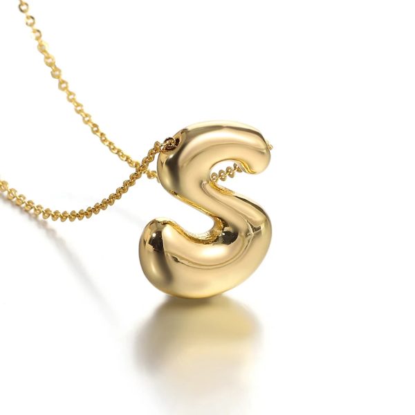 Custom Name Initials in Chunky Ballon Bubble Letter Necklace - Image 5