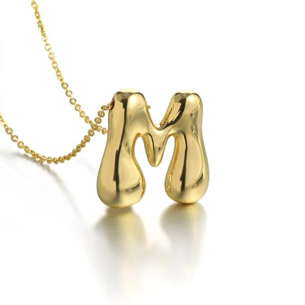 Custom Name Initials in Chunky Ballon Bubble Letter Necklace - Image 6