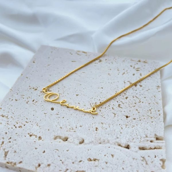 Custom Name in Unique Letters Box Chain Necklace - Image 3