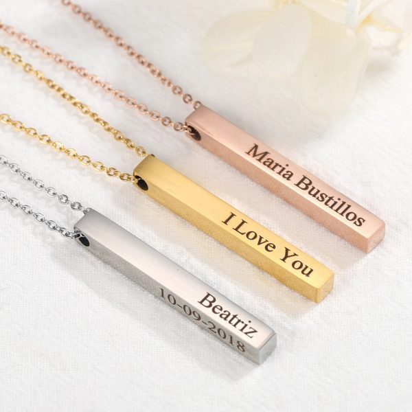 Custom Name Vertical Bar Necklace - Image 4
