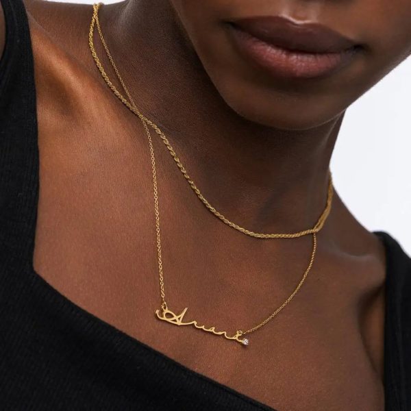 Custom Name with Diamond Tip Necklace - Image 2