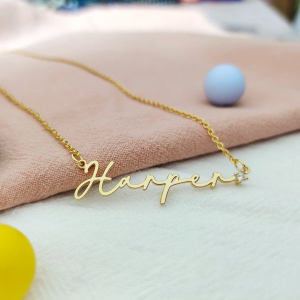 Custom Name with Diamond Tip Necklace - Image 4