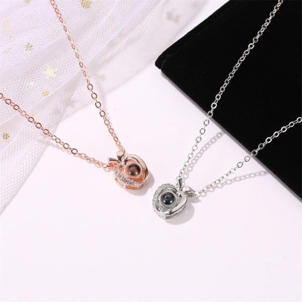 Custom Photo Projection Apple Pendant Necklace - Image 2