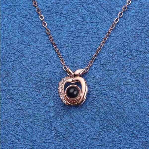 Custom Photo Projection Apple Pendant Necklace - Image 4
