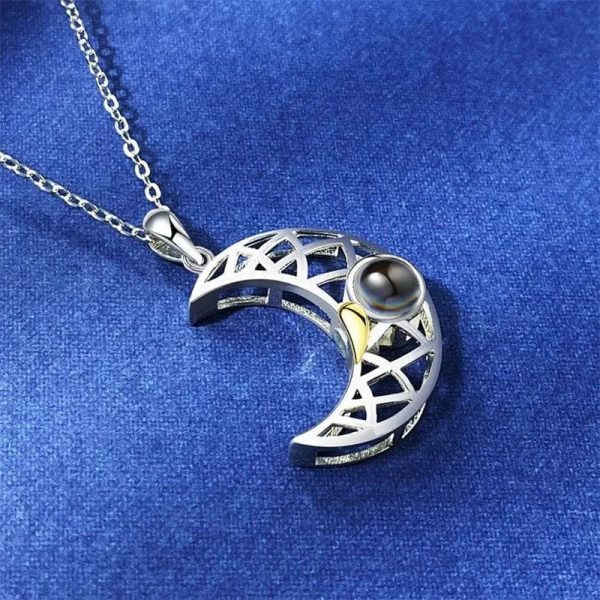 Custom Photo Projection Couples Moon Necklace - Image 13