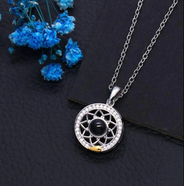Custom Photo Projection Couples Moon Necklace - Image 10