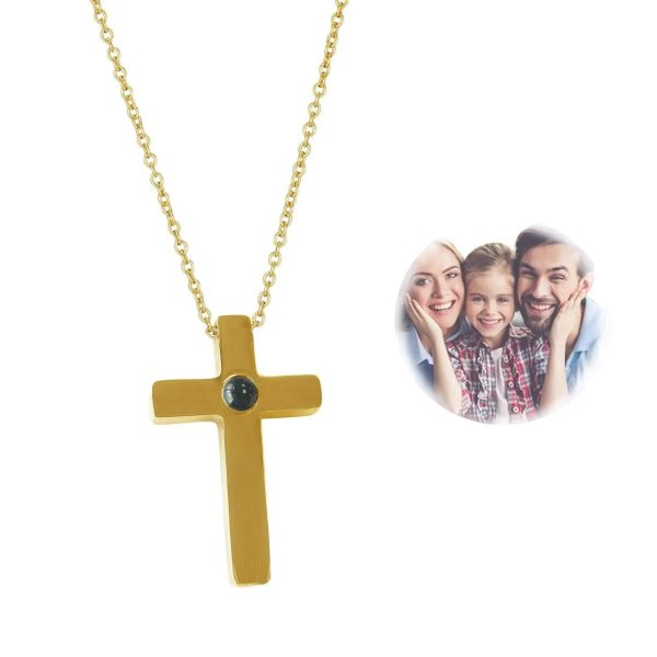 Custom Photo Projection Devine Cross Pendant Necklace - Image 6