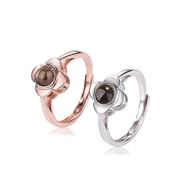 Custom Photo Projection Four Petals Flower Ring - Image 4