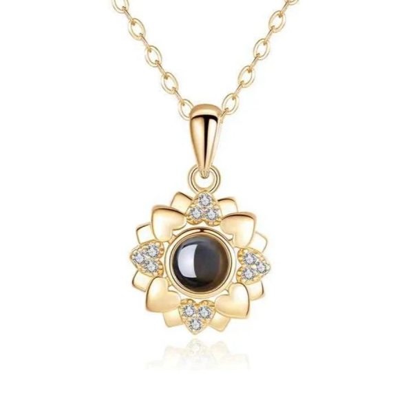 Custom Photo Projection Heart Flower Necklace - Image 5