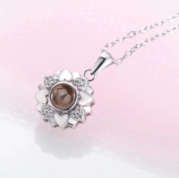 Custom Photo Projection Heart Flower Necklace - Image 4