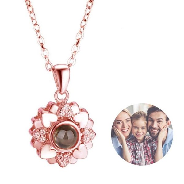 Custom Photo Projection Heart Flower Necklace - Image 2