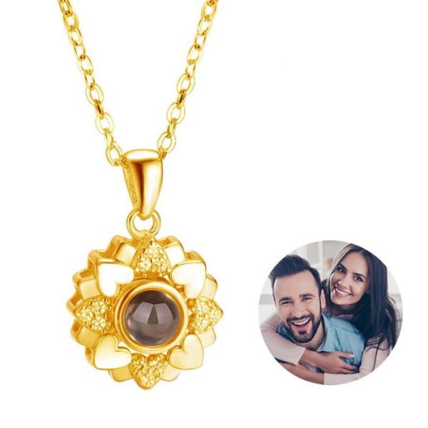 Custom Photo Projection Heart Flower Necklace - Image 3