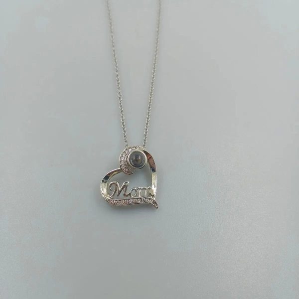 Custom Photo Projection Heart Mom Pendant Necklace - Image 4