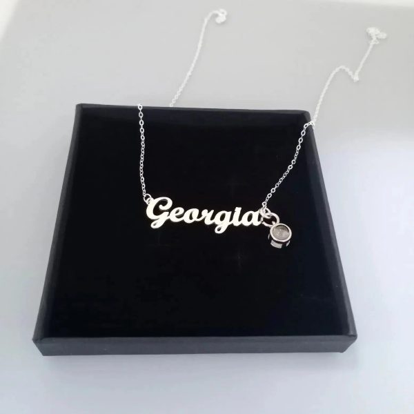 Custom Photo Projection Name with Zircon Gem Necklace - Image 5