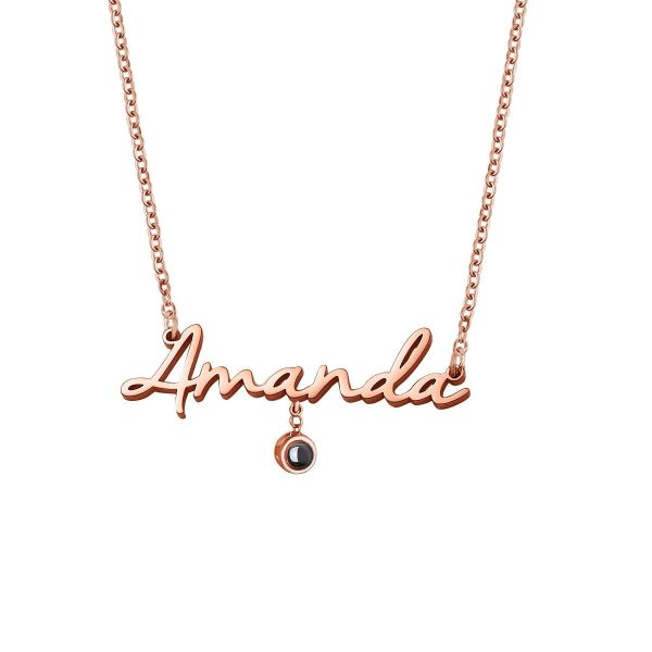 Custom Photo Projection Name Zircon Gem Necklace - Image 3