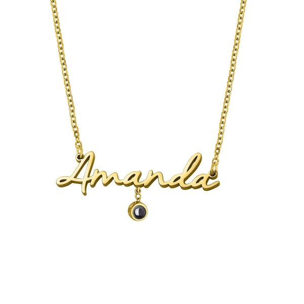 Custom Photo Projection Name Zircon Gem Necklace - Image 4