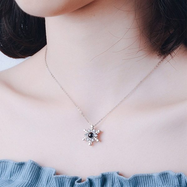 Custom Photo Projection Snowflake Pendant Necklace - Image 5