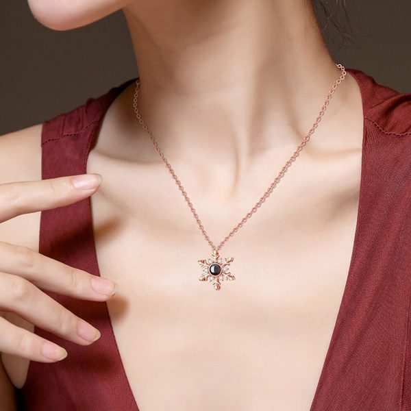 Custom Photo Projection Snowflake Pendant Necklace - Image 4