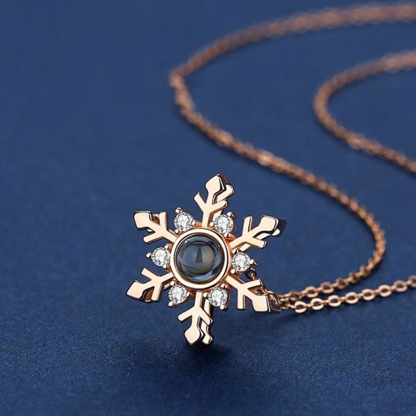 Custom Photo Projection Snowflake Pendant Necklace - Image 2
