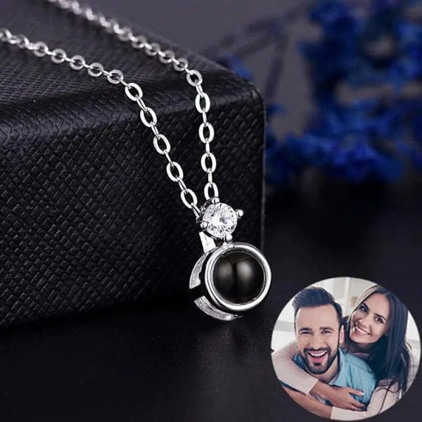 Custom Photo Projection Tiny Diamond Zircon Gem Necklace - Image 2