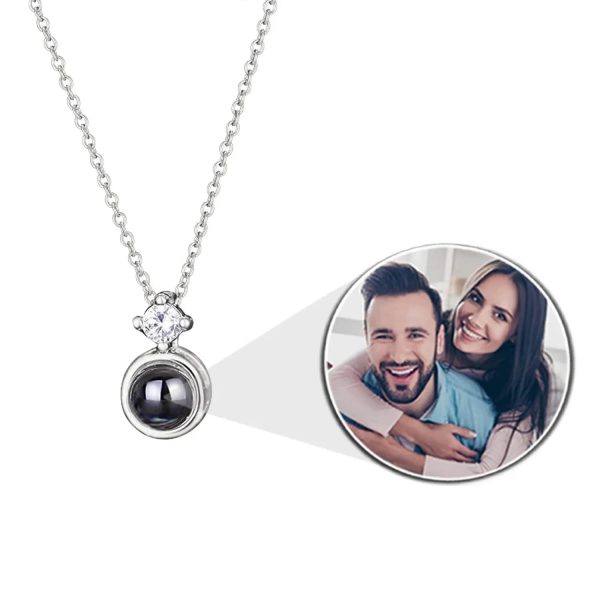 Custom Photo Projection Tiny Diamond Zircon Gem Necklace - Image 5