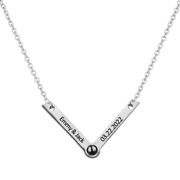 Custom Photo Projection V-Shaped Pendant Necklace - Image 10