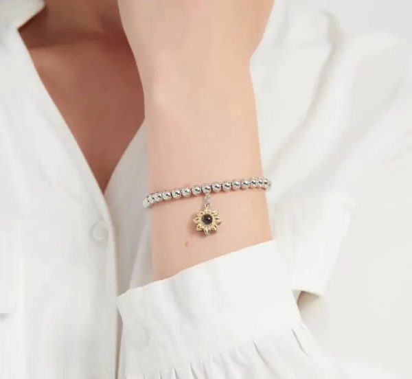 Custom Sunflower Hidden Photo Bracelet - Image 2