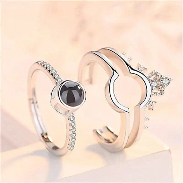 Custom Zircon Gem Crown Hidden Photo Ring - Image 3