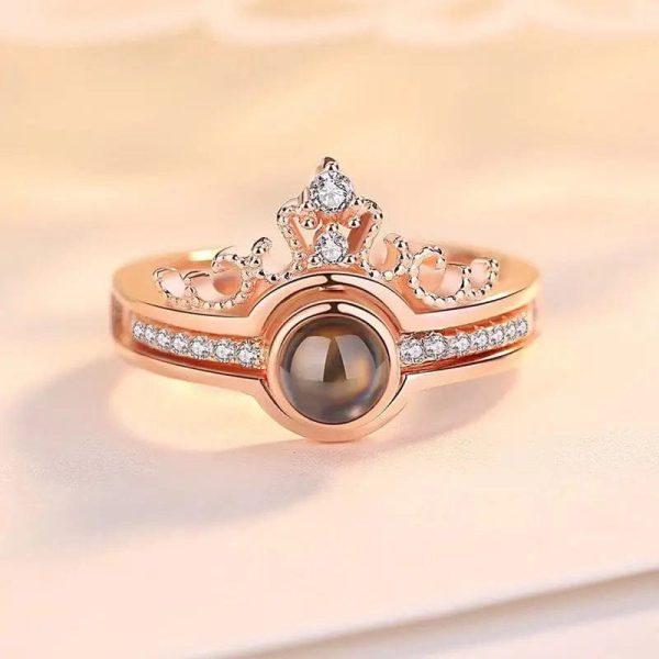 Custom Zircon Gem Crown Hidden Photo Ring - Image 4
